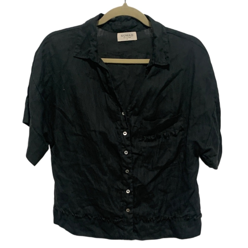 Nomad the Label Dark Blue Short Sleeve Button Down Shirt
